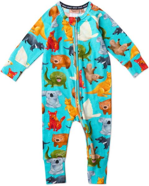 Kip & Co - Organic Long Sleeve Zip Romper / Home Among The Gum Trees