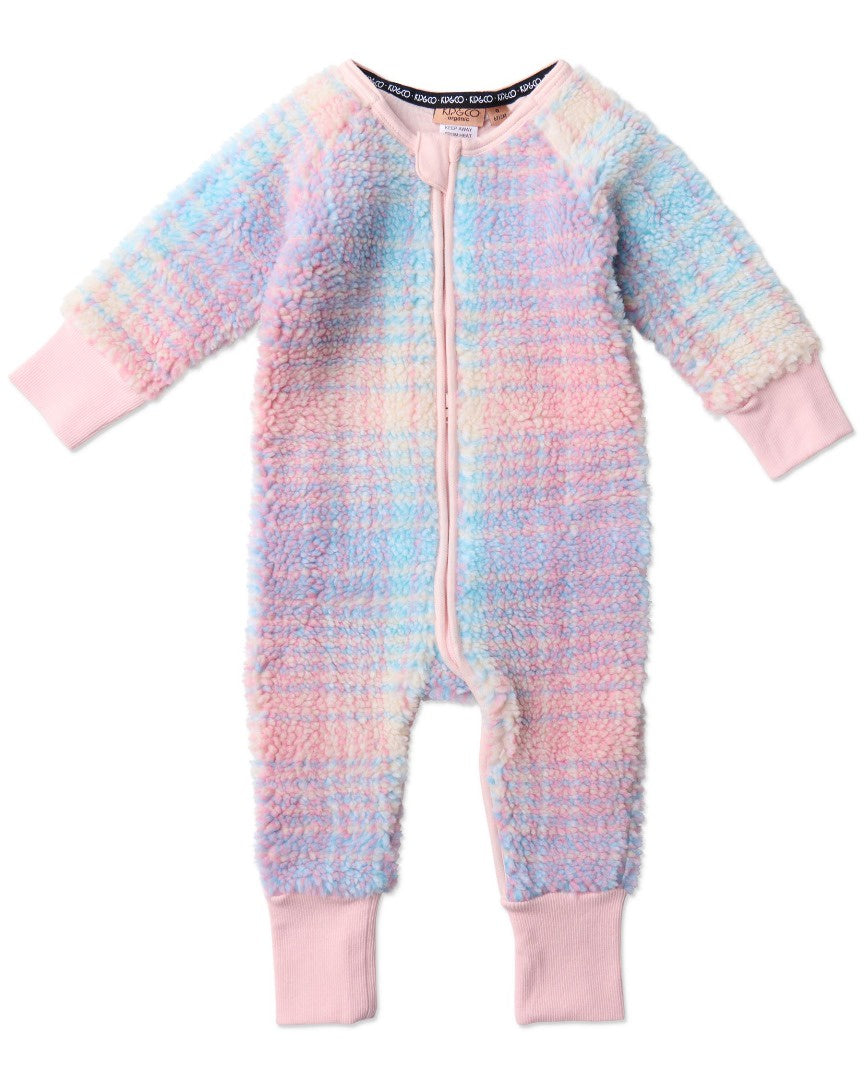Kip & Co - Sherpa Long Sleeve Zip Romper / Pastel Dreams Tartan