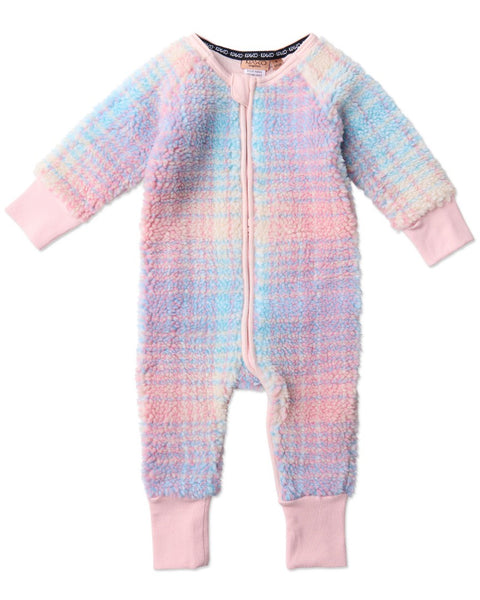 Kip & Co - Sherpa Long Sleeve Zip Romper / Pastel Dreams Tartan