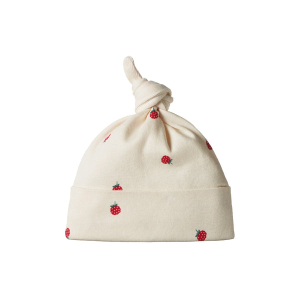 Nature Baby - Cotton Knotted Beanie / Raspberry Print