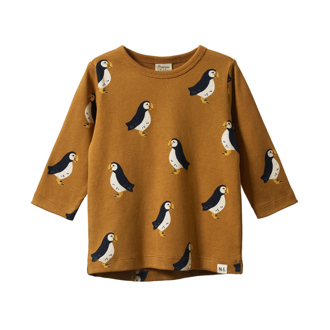 Nature Baby - Long Sleeve River Tee / Puffin Toffee Print