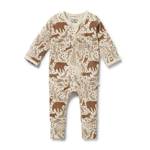 Wilson + Frenchy - Organic Zipsuit with Feet / Winter Forest