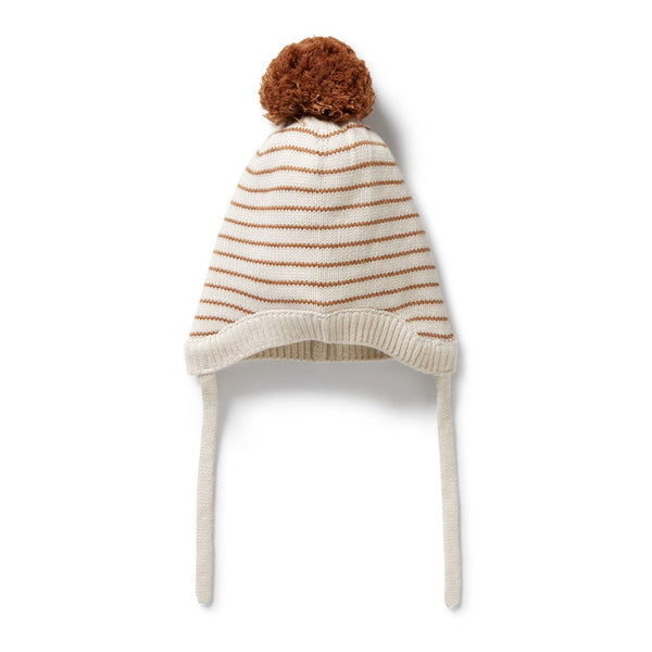Wilson + Frenchy - Organic Knitted Stripe Bonnet / Cinnamon Stripe