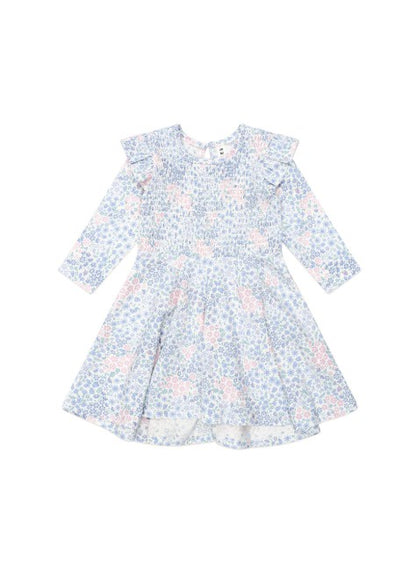 Huxbaby - Flower Garden Shirred Long Sleeve Dress