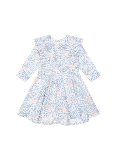 Huxbaby - Flower Garden Shirred Long Sleeve Dress