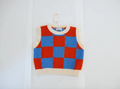 Sunday Siblings - Nonno Vest / Blue + Orange Check