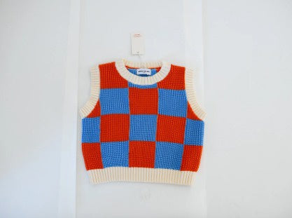 Sunday Siblings - Nonno Vest / Blue + Orange Check