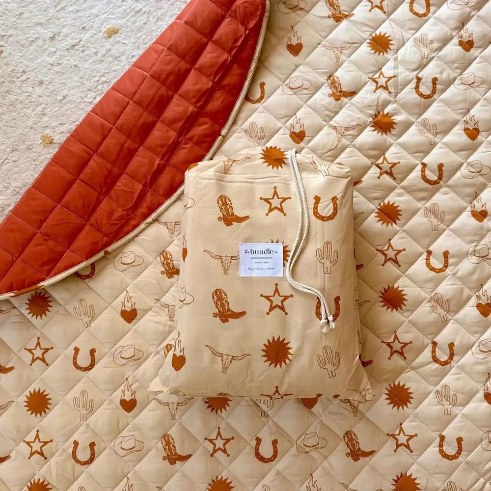 The Bundle Co - 100% Quilted Cotton Reversible Playmat / Texas