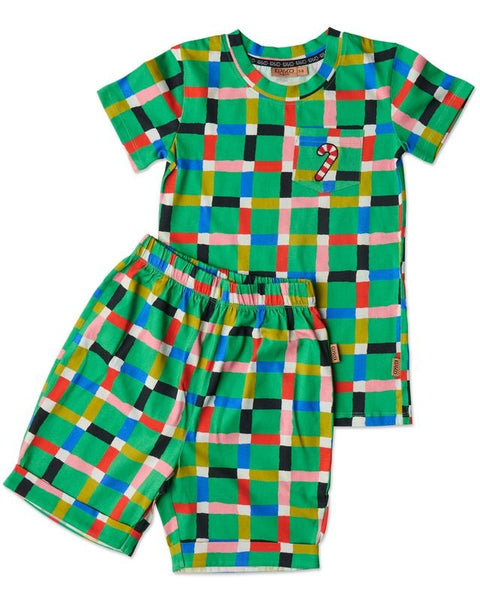 Kip & Co - Kids Organic Cotton Short Sleeve Tee & Short Pyjama Set / Jolly Tartan