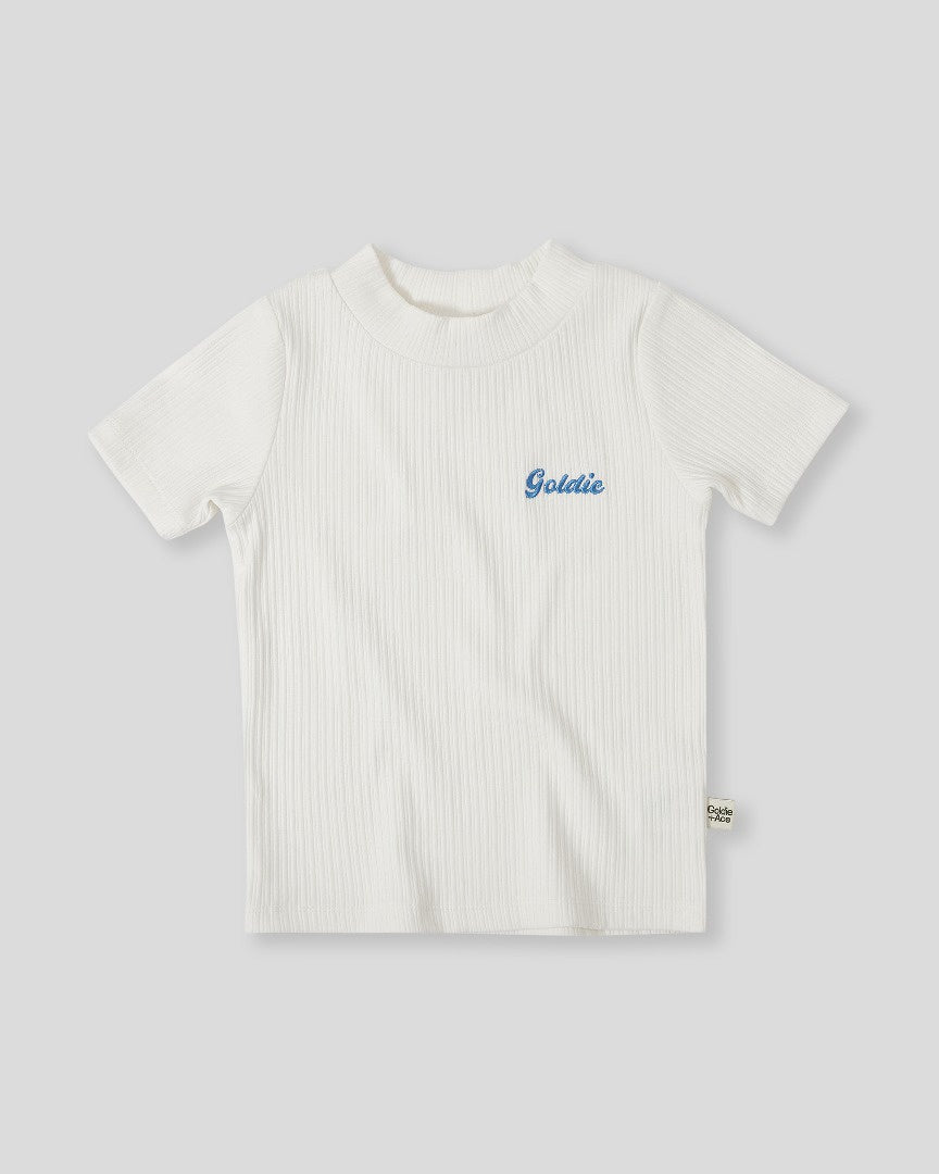 Goldie & Ace - Embroidered Rib T-Shirt / White