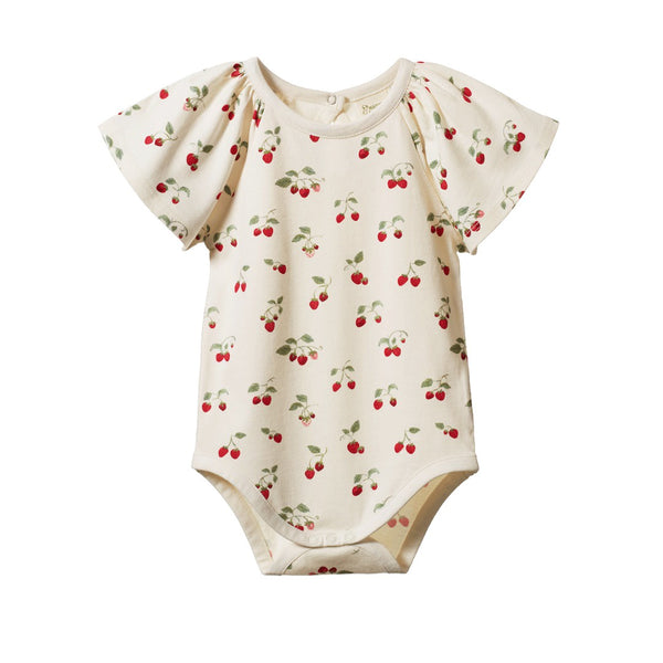 Nature Baby - Faye Bodysuit / Strawberry Blush Print