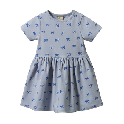 Nature Baby - Saturday Dress / Ribbons Zen Blue Print