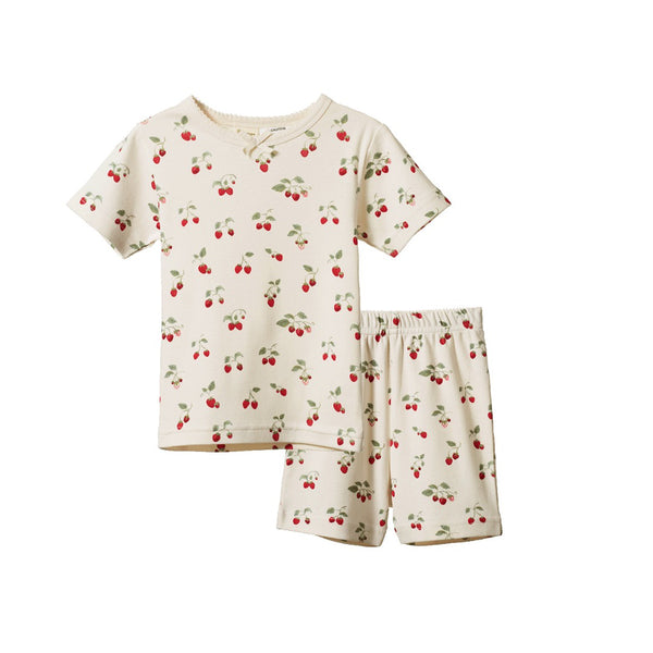 Nature Baby - Shortie Pyjama Set / Strawberry Blush Print