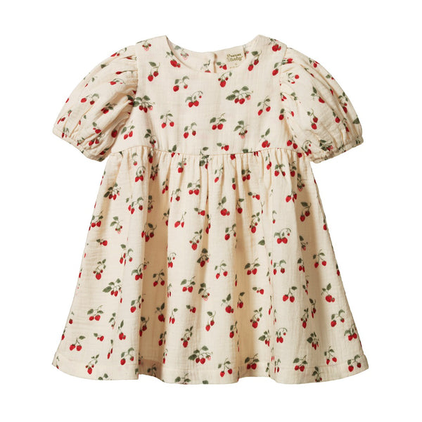 Nature Baby - Albertine Dress Muslin / Strawberry Blush Print