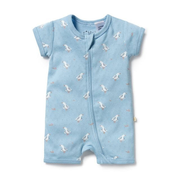 Wilson + Frenchy - Organic Pointelle Boyleg Zipsuit / Sunny Seagulls