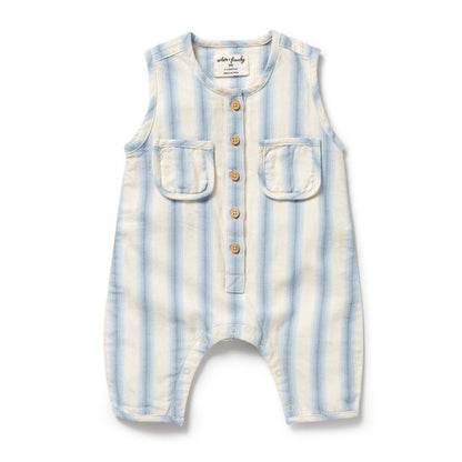 Wilson + Frenchy - Organic Growsuit / Deep Blue Stripe