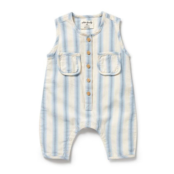 Wilson + Frenchy - Organic Growsuit / Deep Blue Stripe