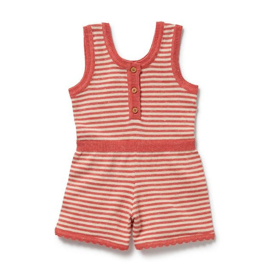 Wilson + Frenchy - Organic Knitted Stripe Playsuit / Strawberry Swirl