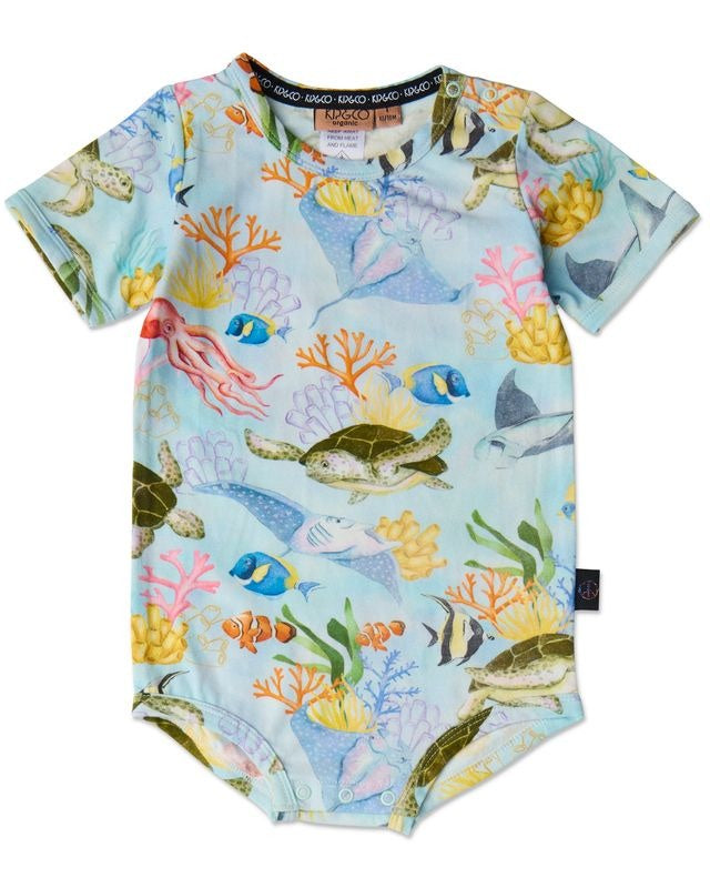 Kip & Co - Organic Short Sleeve Romper / Reef Life