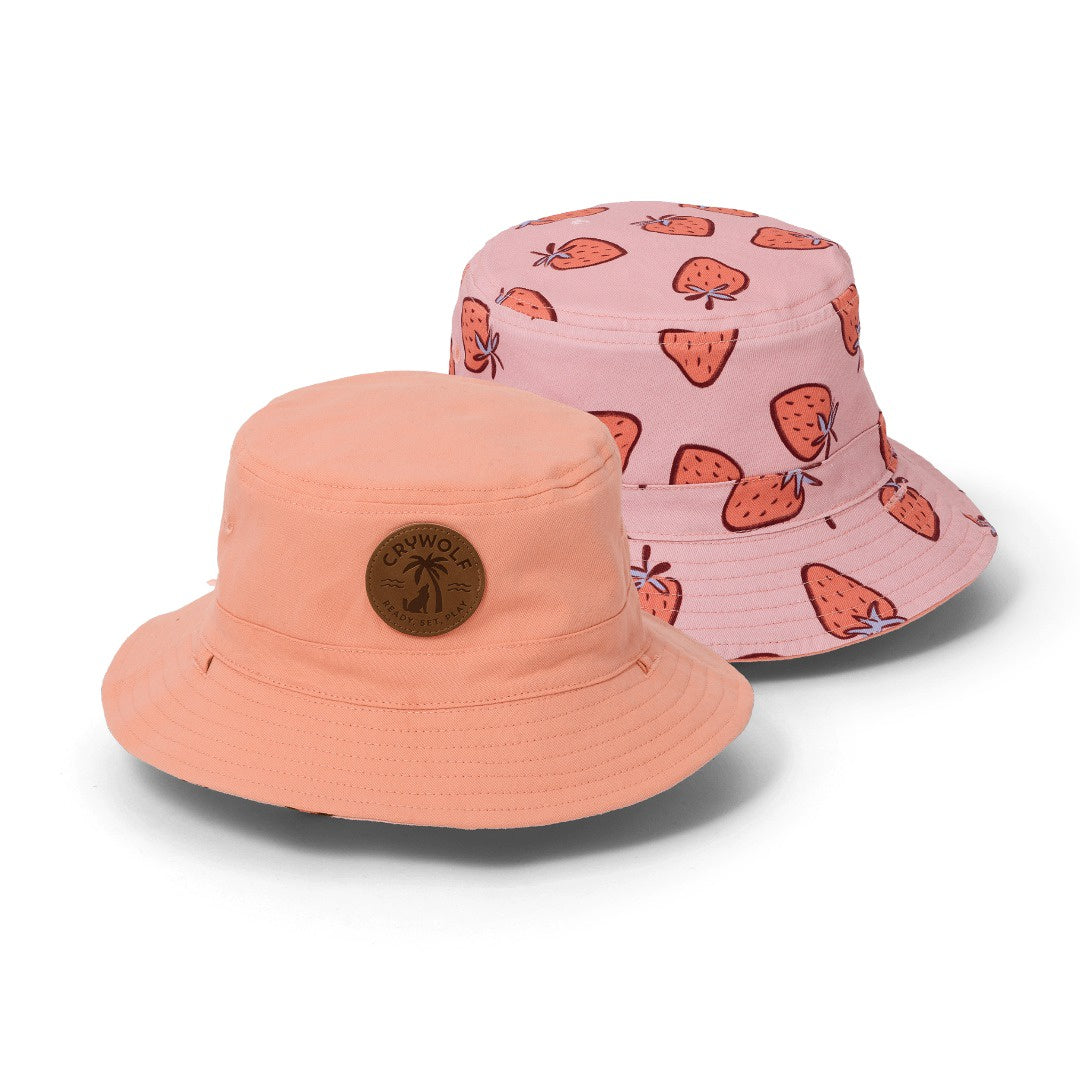 Cry Wolf - Reversible Bucket Hat / Strawberry Splash