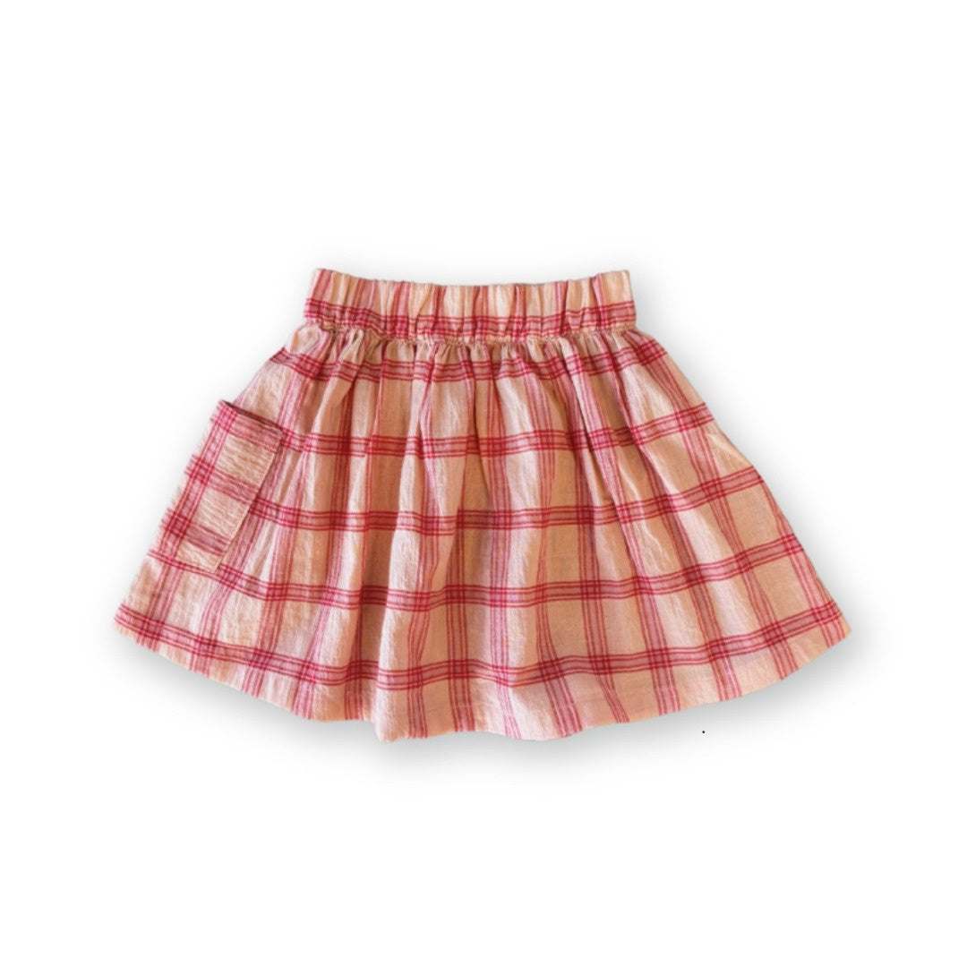 Grown Clothing - Tomato Cotton Check Skirt