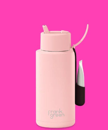Frank Green - Ceramic Reusable Bottle (Flip Straw Lid) with Lip Gloss Holder / 34oz