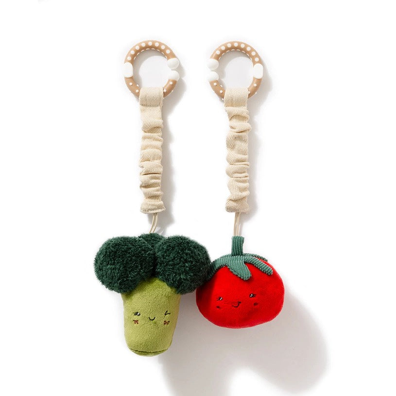 Living Textiles - 2 Pack Mini Market Brunch Stroller Toys / Broccoli & Tomato
