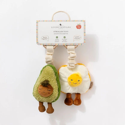 Living Textiles - 2 Pack Mini Market Brunch Stroller Toys / Avocado & Egg On Toast
