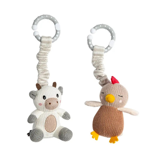 Living Textiles - 2pk Stroller Toy / Cow & Chicken