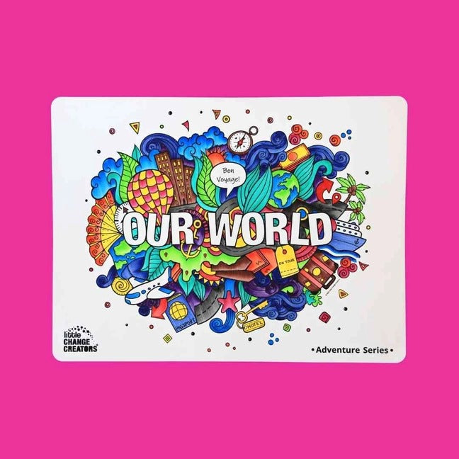 Little Change Creators - Re-Fun-Able Colour-in Placemat For Kids / Our World
