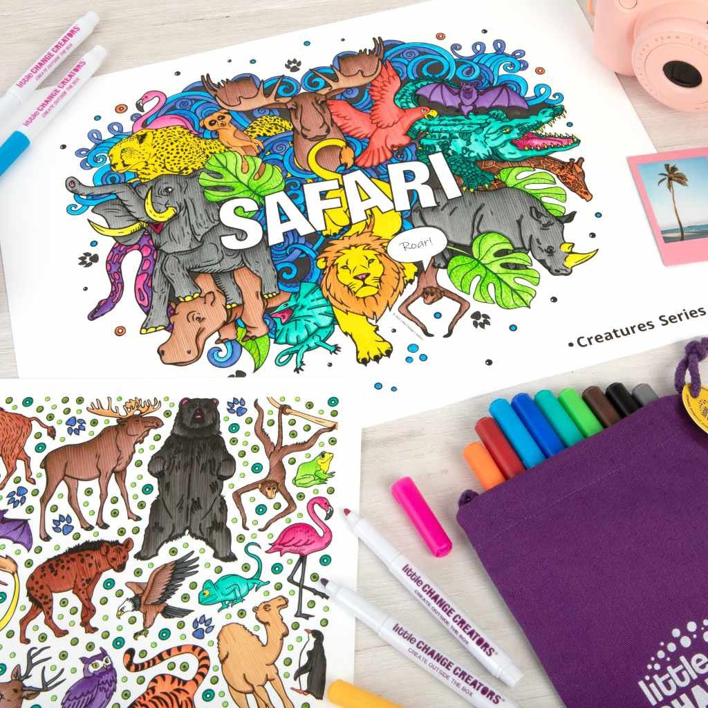Little Change Creators - Re-FUN-able™ Colouring Set / Safari