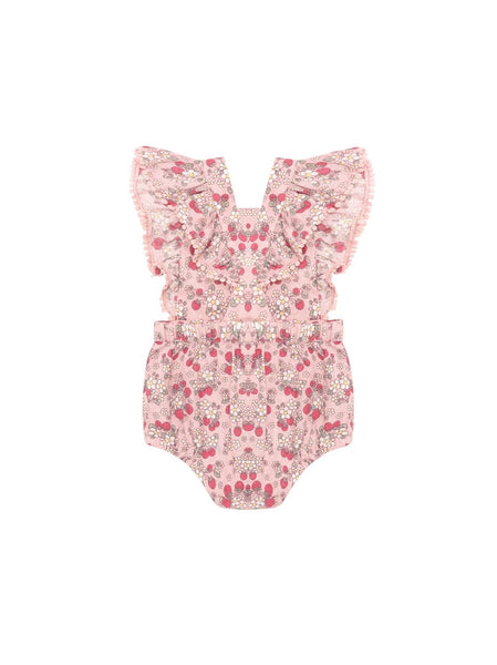 Huxbaby - Vintage Strawberry Frill Playsuit / Blush