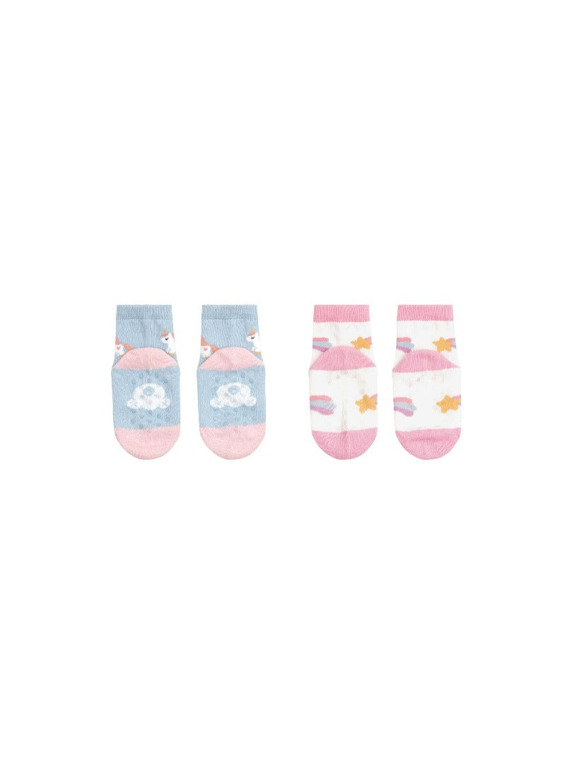 Huxbaby - Rainbow Unicorn 2pk Socks / Ice Water + White