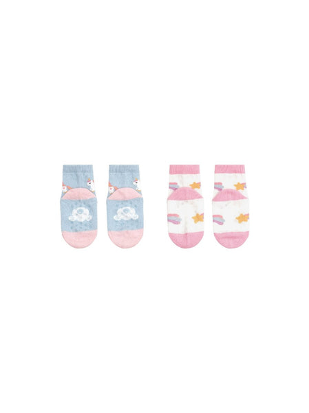 Huxbaby - Rainbow Unicorn 2pk Socks / Ice Water + White