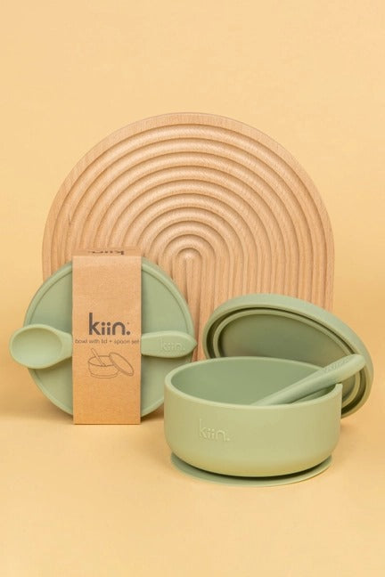 Kiin - Silicone Suction Bowl with Lid + Spoon Set