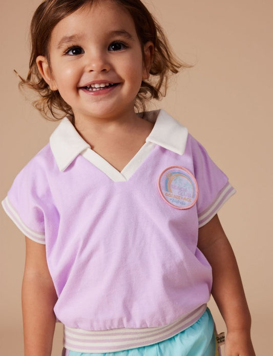 Goldie & Ace - Beach Club Collared Relaxed Tee / Lilac
