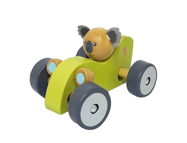 ToysLink - Wooden Koala & Kangaroo Wheelie Car