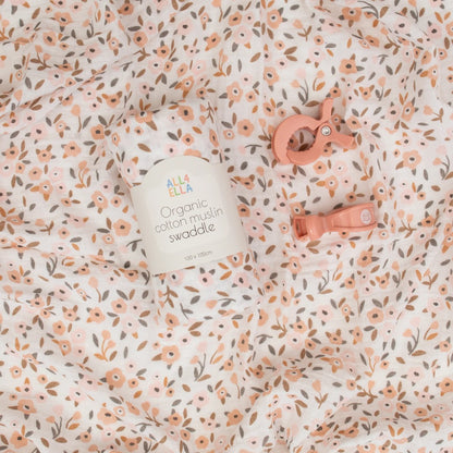 All4Ella - Organic Swaddle & 2 Pram Peg Gift Set