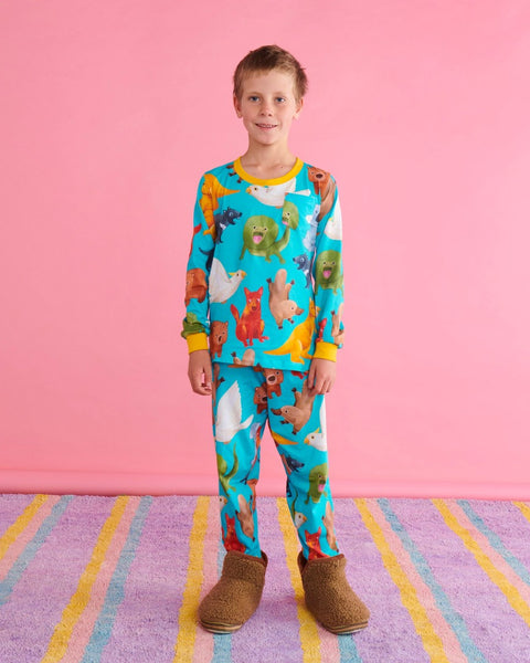 Kip & Co - Organic Cotton Long Sleeve Top & Pant Pyjama Set / Home Among The Gum Trees