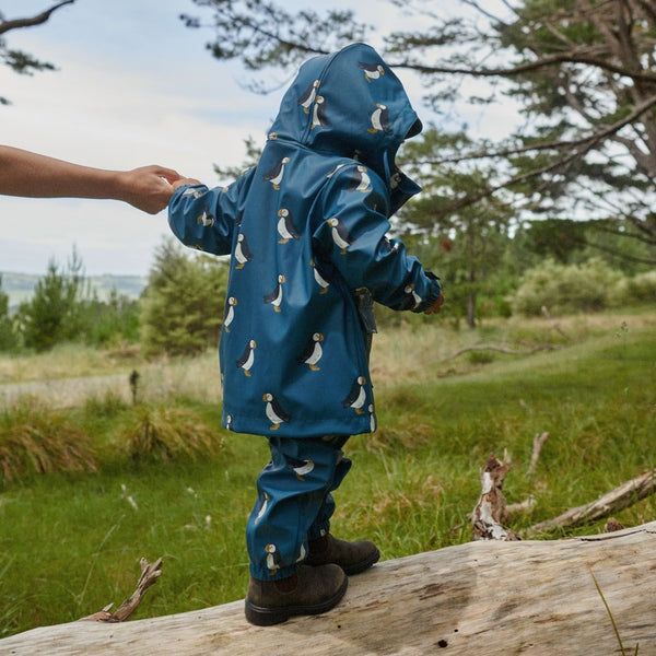 Nature Baby - Splash Overalls / Puffin Teal Print