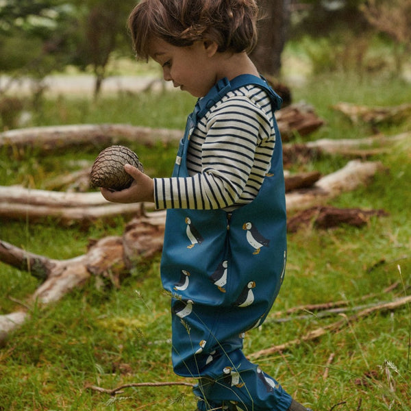 Nature Baby - Splash Overalls / Puffin Teal Print