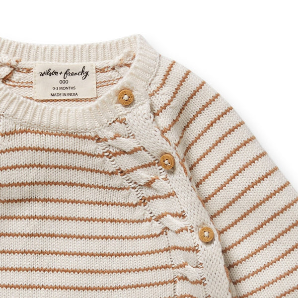 Wilson + Frenchy - Organic Knitted Kimono Cardigan / Cinnamon Stripe