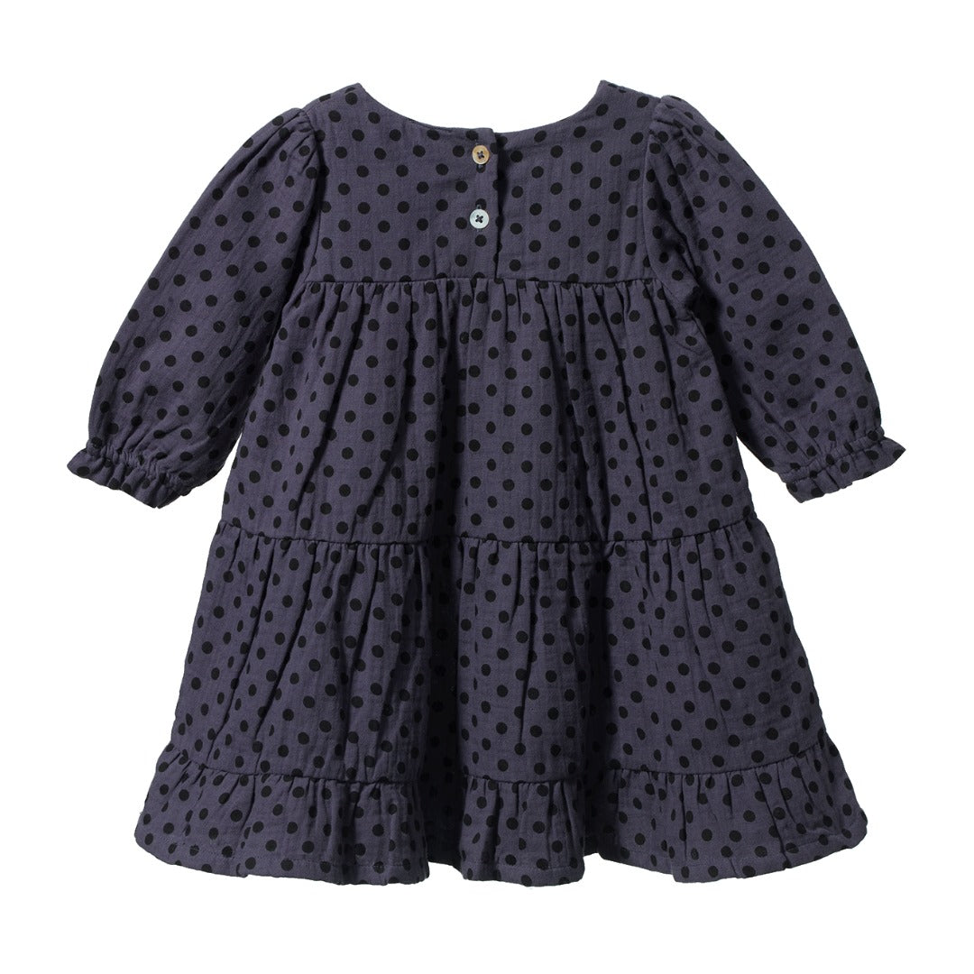 Nature Baby - Elliot Dress / Violet Polka Dot Print