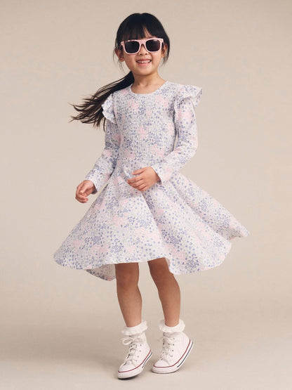 Huxbaby - Flower Garden Shirred Long Sleeve Dress