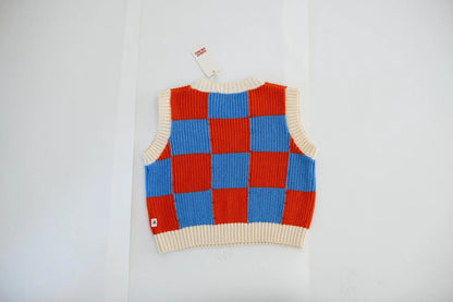 Sunday Siblings - Nonno Vest / Blue + Orange Check