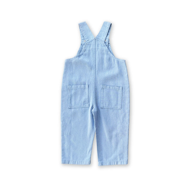 Grown Clothing - Organic Embroidery Posy Overalls / Ice Blue