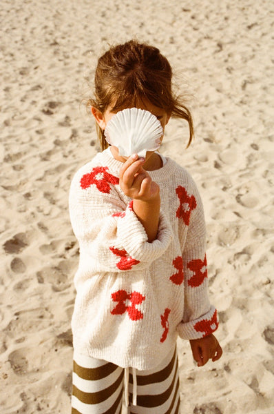 Grown Clothing - Knitted Posy Pull Over / Milk