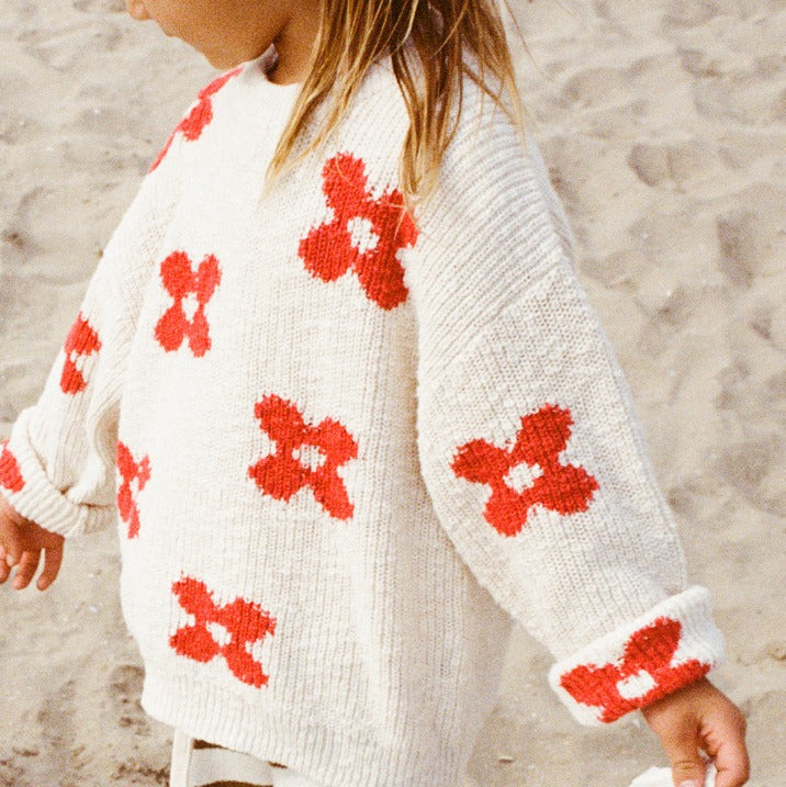 Grown Clothing - Knitted Posy Pull Over / Milk