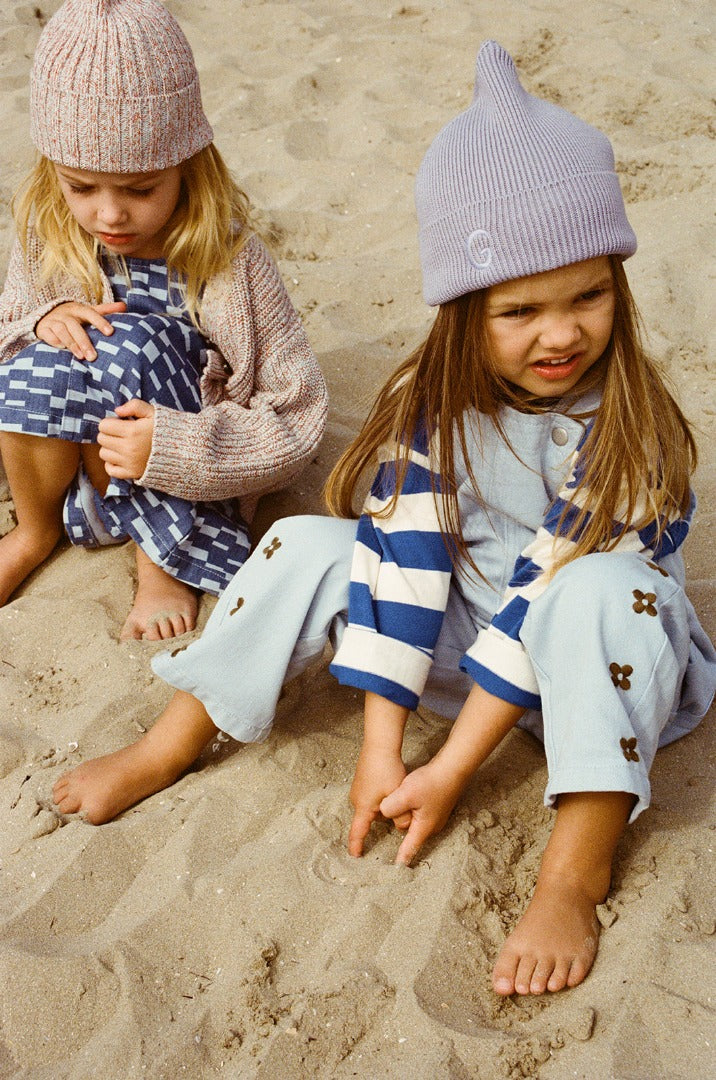 Grown Clothing - Organic Embroidery Posy Overalls / Ice Blue