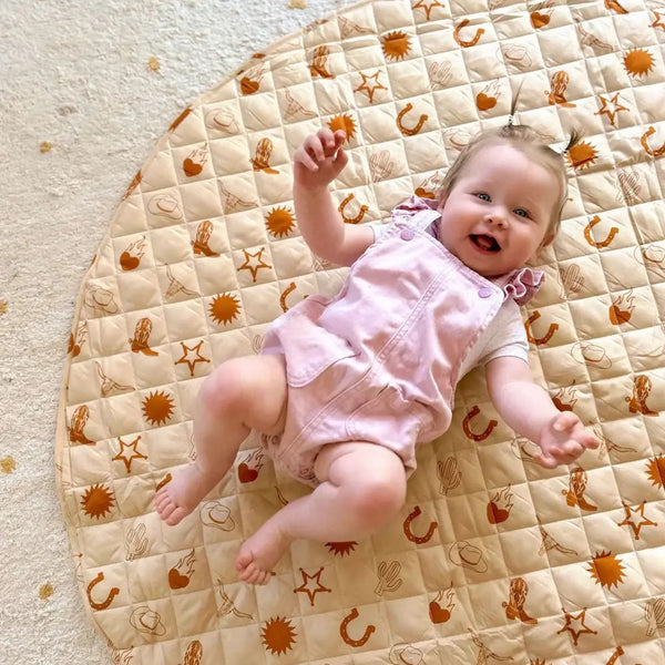 The Bundle Co - 100% Quilted Cotton Reversible Playmat / Texas